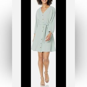 NWT Calvin Klein Crinkle textured Mint Green Button-Down Dress Size 6